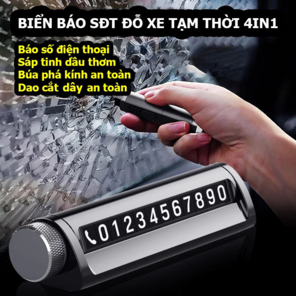Dụng Cụ An Toàn Ô tô Đa năng 4 in 1- Biển báo số điện thoại
