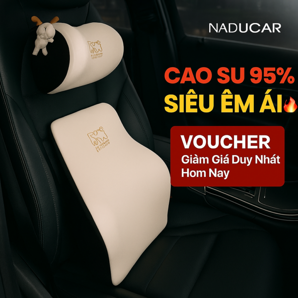 Bộ Đệm Tựa Lưng và Gối Tựa Đầu NaduCar Cao Su Non